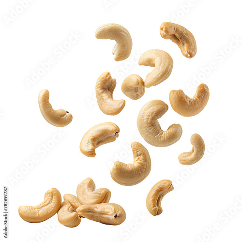 falling cashew nuts isolated, no background, transparent background