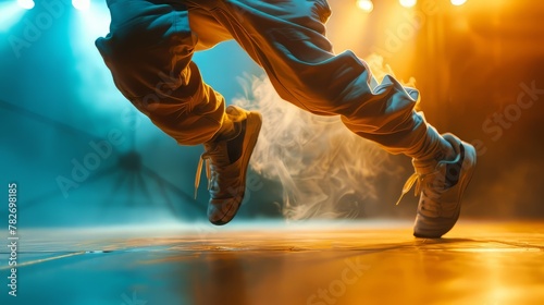 close up of a breakdancer's agile moves captured in mid-air