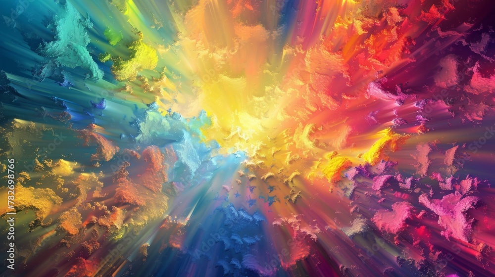A dazzling explosion of colors as if a rainbow exploded into a million pieces and showered down on us.