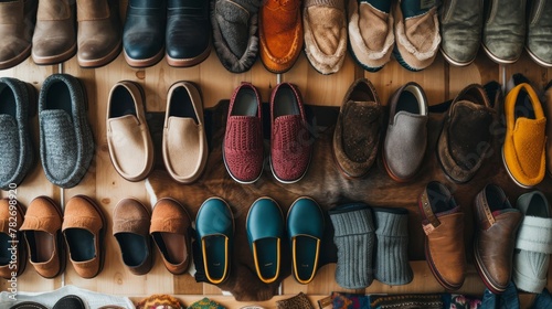 A curated collection of male slippers, artfully arranged with women's fashion items online