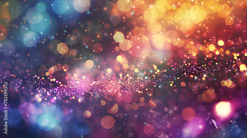 Bokeh Delight, Colorful Light Particles, Festive and Dreamy Background with Copy Space