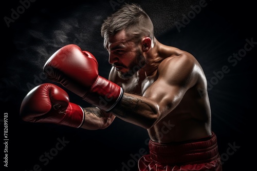 A boxer delivering a powerful overhand right