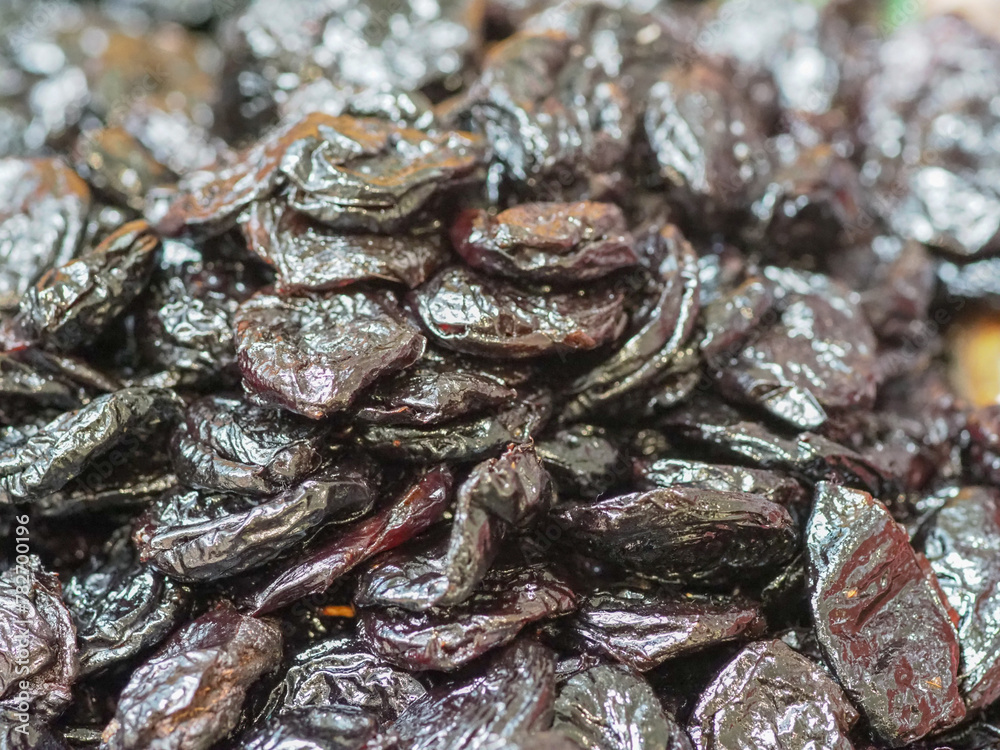 Prunes on a Store Shelf: Detailed Shot of Dried Fruits Prunes on a Store Shelf: Detailed Shot of Dried Fruits