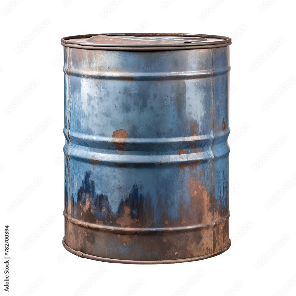 Old rusty blue oil barrel isolated, no background, transparent background Old rusty blue oil barrel isolated, no background, transparent background