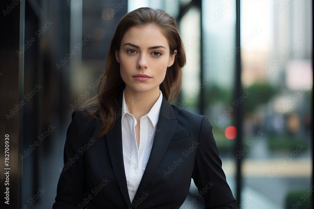 A corporate woman in a professional power suit A corporate woman in a professional power suit