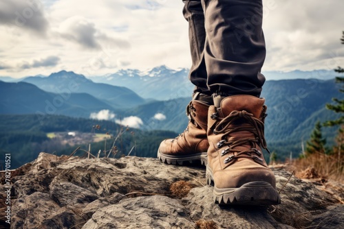 Hiker's Boots on Rocky Trail