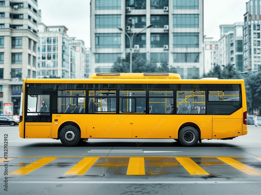 Public transport yellow bus for ground transportation