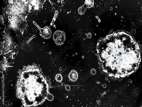 The H5N1 avian flu virus seen by transmission electron microscopy photo