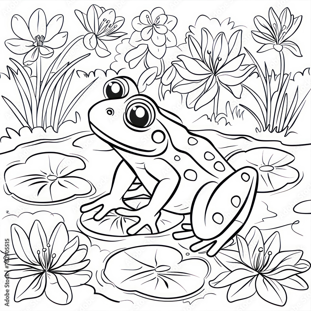 Obraz premium Cute Frog Coloring Page