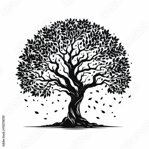 Free vector Tree silhouette isolated on white background. photo