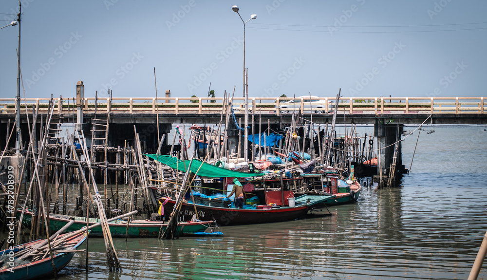 Phli Pier, a local fishing pier next to the sea road in Chonburi Province, Thailand, April 3, 2024.