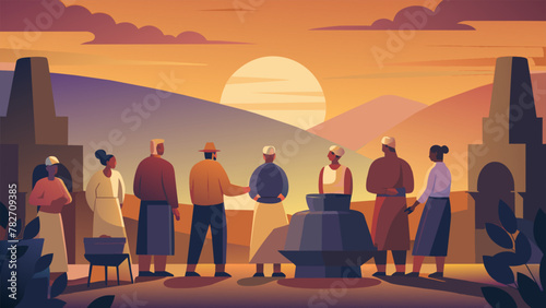 As the sun sets over the horizon a group of senior potters gather around a large outdoor kiln eagerly awaiting the reveal of their latest