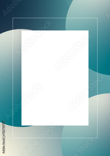 Blue minimalist style cover template with simple shapes, frame, modern design for social media. abstract blue background with place for text or image, in high quality.
