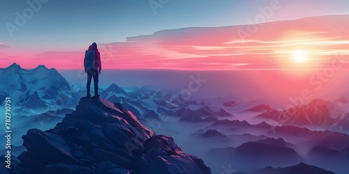 Mountaineer Ascending Digital Peaks Conquering Virtual Landscapes for Entrepreneurial Success and Personal Growth