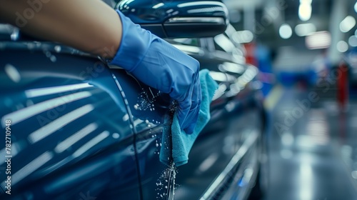Auto Detailer Hand-Cleaning a Car with Soap