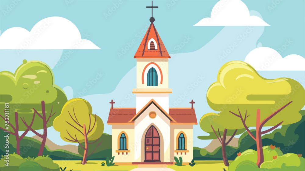 Church icon. Cartoon illustration of church vector