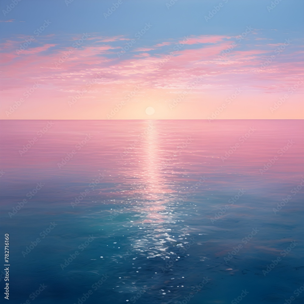 Obraz premium Dreamy Pastel Pink and blue sunrise over the ocean banner