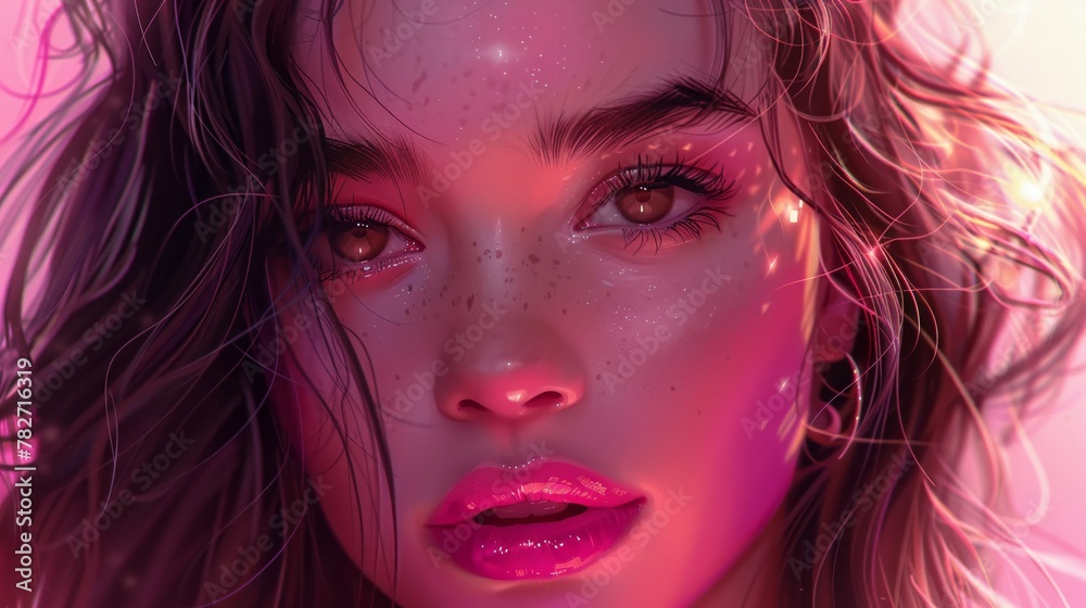 A digital portrait of a beauty influencer