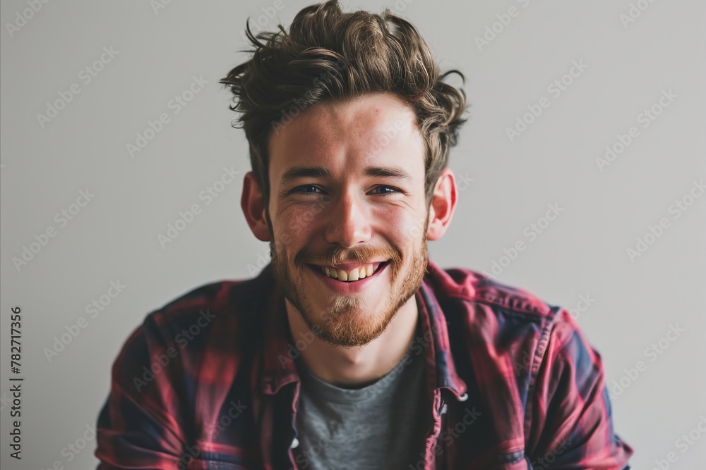 Portrait of a handsome young man smiling and looking at camera. Portrait of a handsome young man smiling and looking at camera.