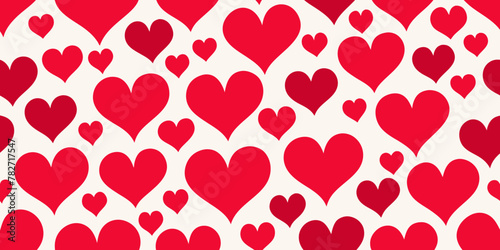 Red Love Heart Seamless Pattern Illustration Cute Sweet Romantic Valentine Background Design Graphic Artistic Hand Drawn Simple Stylish Modern Contemporary