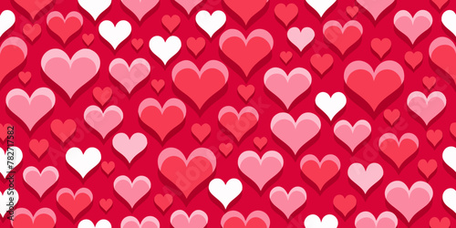 Red Love Heart Seamless Pattern Illustration Cute Sweet Romantic Valentine Background Design Graphic Artistic Hand Drawn Simple Stylish Modern Contemporary