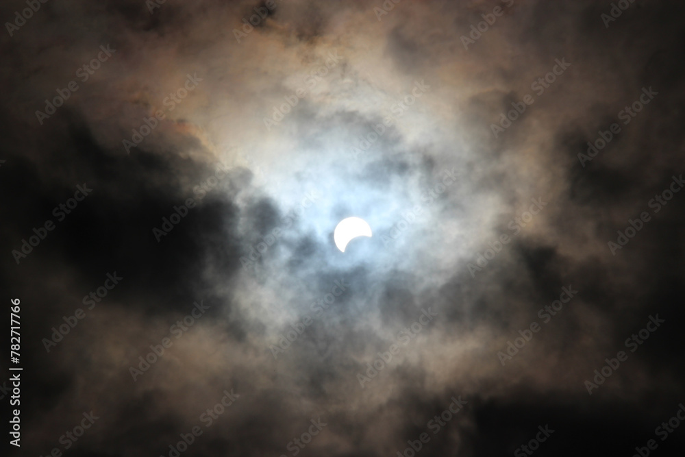 2024 solar eclipse from a cloudy sky near Philadelphia. 