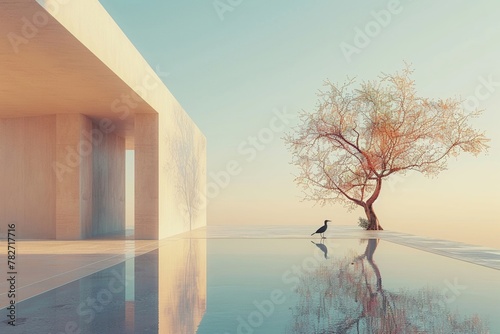 A minimalist scene with a focus on serenity