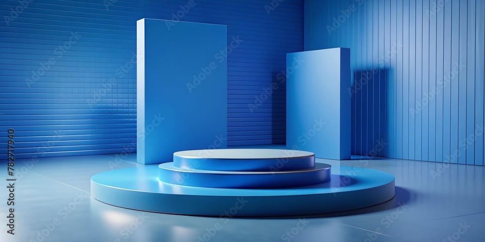 Podium Background Blue Platform Product 3D Studio Display Presentation Modern Blank Space Design Clean Minimalist Simple Light Bright Texture Surface Abstract Concept Podium Background Blue Platform Product 3D Studio Display Presentation Modern Blank Space Design Clean Minimalist Simple Light Bright Texture Surface Abstract Concept