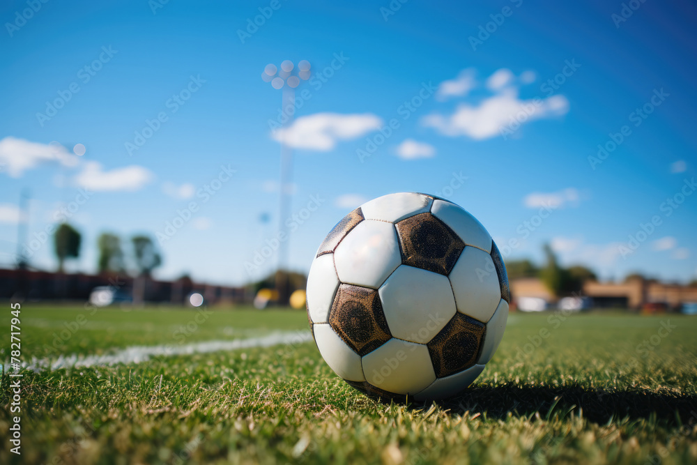 Fototapeta premium Soccer ball on green grass