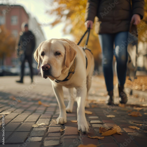 Discover the profound connection between a service dog and its companion with disabilities. An inspiring display of loyalty, support, and friendship. AI generative.