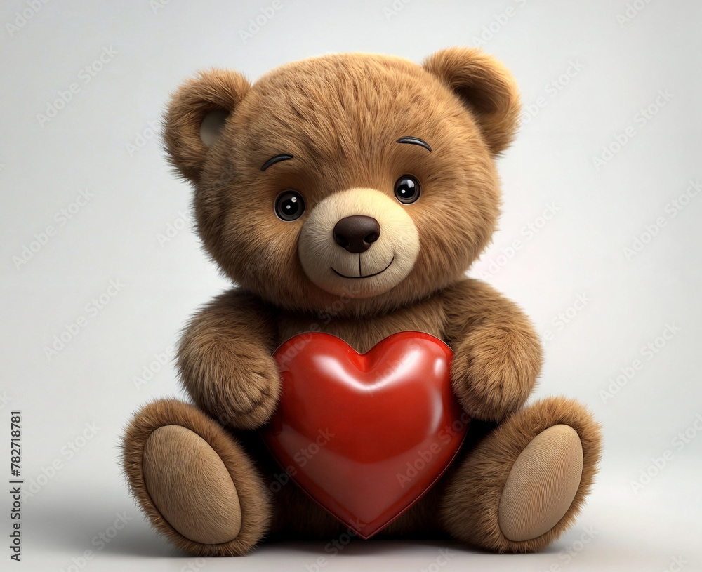 3d illustration rendering, a teddy bear holding red heart, symbolizing love and devotion, an ideal expression for Valentine's Day celebrations of February 14 3d illustration rendering, a teddy bear holding red heart, symbolizing love and devotion, an ideal expression for Valentine's Day celebrations of February 14