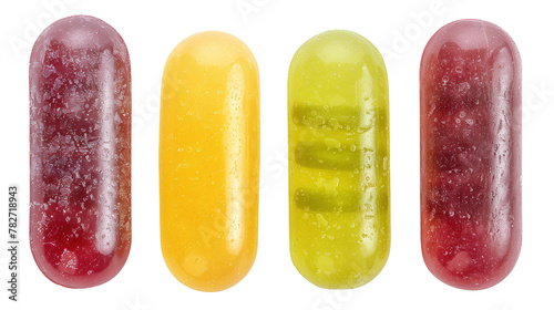 Mike and Ike Sour-licious candy collection in vibrant 3D digital art, isolated on transparent background. Top view of colorful, fruity flavors assortment, perfect for confectionery themes. photo