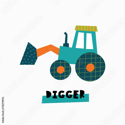 Cute little cars, truck. Cartoon cars adventures. Flat vector illustrations isolated on white background