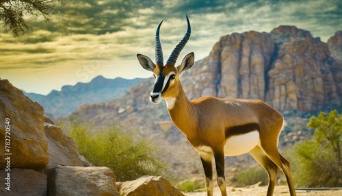 Wildlife photo of an antelope gracefully roaming the desert landscape, captured © Albaloshi