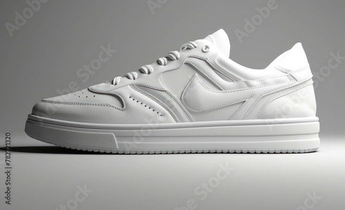 Experience the realism of Jimmy White OAO sneakers ft Phil Eisenhower in this hyper-detailed rendering, showcasing monochromatic depth and intersecting planes. AI generative.