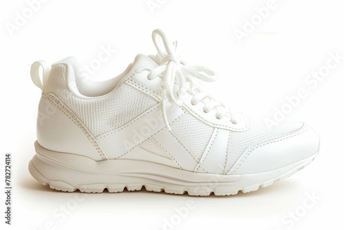 Discover the versatility of white sport shoes in this isolated image. Perfect for workouts or casual outings. AI generative technology elevates visual appeal.