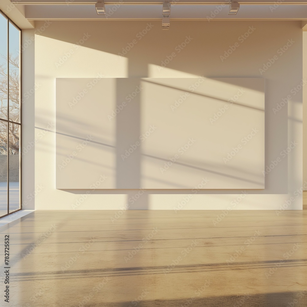Canvas Large mock-up, gallery background, 3d render