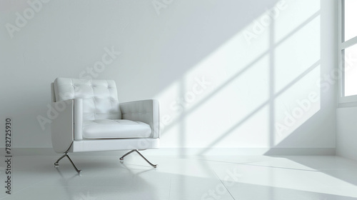 Experience minimalist elegance with this modern chair in clean white colors. AI generative.