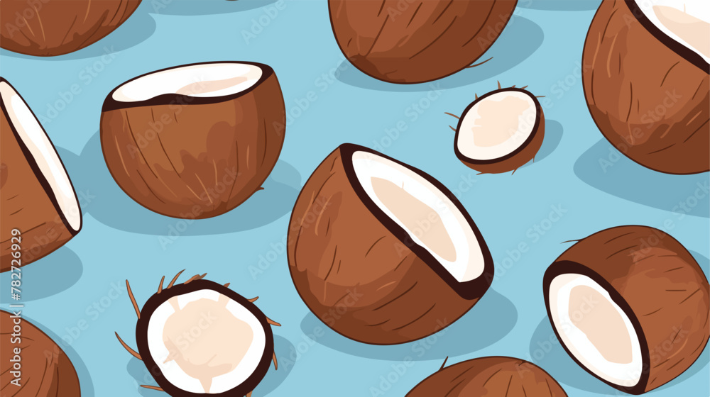 Coconut seamless pattern background vector 2d flat