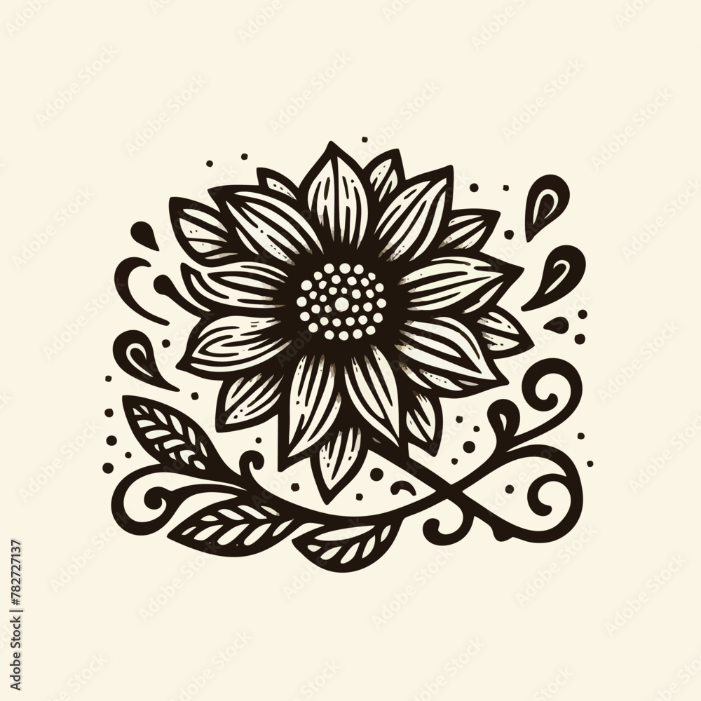 hand drawn flower vector illustration.  flower set line art isolated vector illustration. 