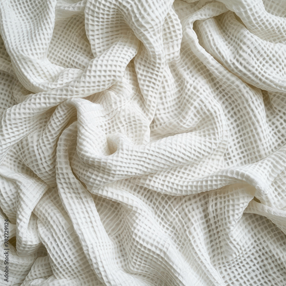 Elevate your creative projects with the soft and smooth texture of this premium white cotton waffle cloth, captured in exquisite detail. AI generative.