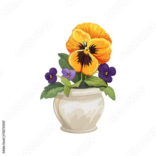 beautiful flowers in a flowerpot. country style. spring flowers. bouquet of flowers.