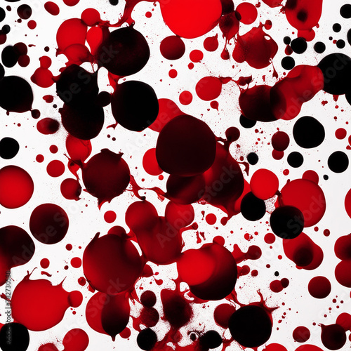 Red,white ink splashes isolated on white background.