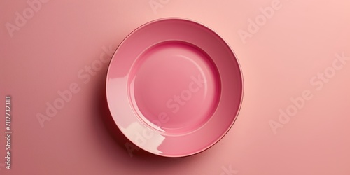 Pink Plate on Pink Wall. Generative AI