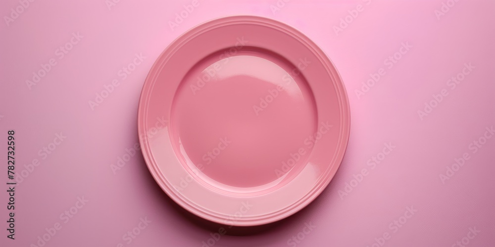 Pink Plate on Pink Table. Generative AI Pink Plate on Pink Table. Generative AI