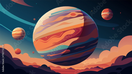 The horizon of the gas giant is dotted with enormous spherical creatures that hover and bob in the turbulent winds. Each one is adorned with