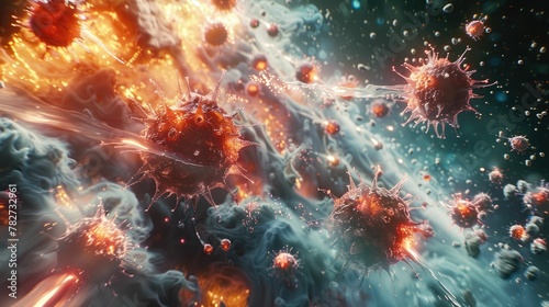 Immune system boost graphics  rendered in a hyper-realistic cinematic style  depicting the cellular battle with stunning visual effects