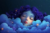 Woman Sleeping in the Clouds. Generative AI