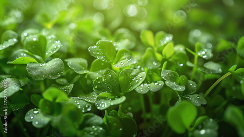 Dew-kissed microgreen backdrop for fresh food, wellness, and sustainable lifestyle imagery, bursting with green vitality.