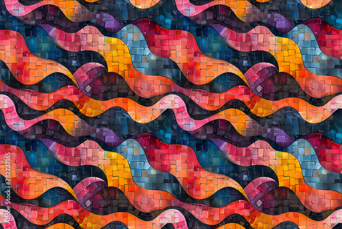 Mosaic-like abstract patterns with intricate details and varied shapes, watercolor